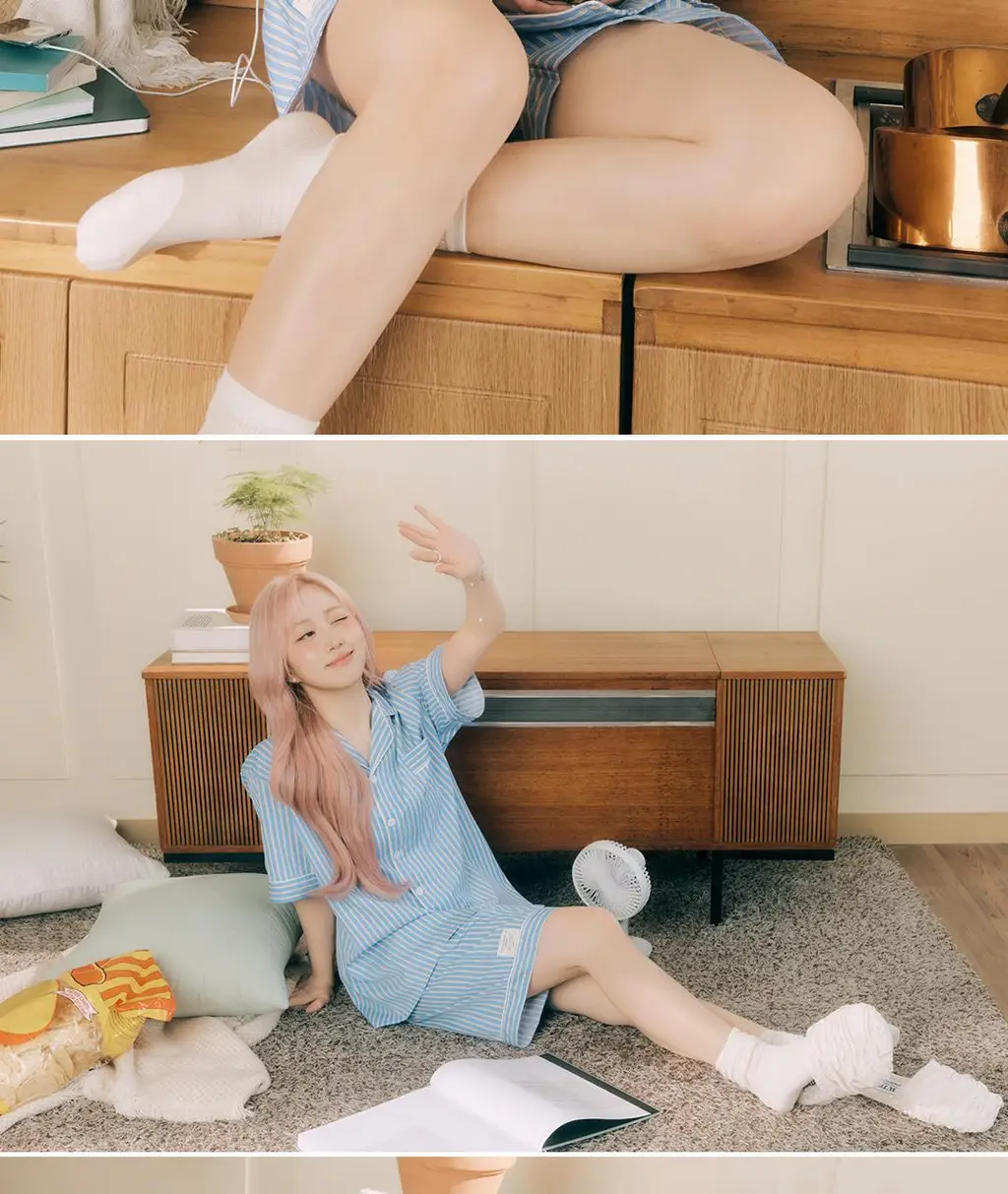 [해원 PICK] 도씨 실크핏 마리나 반팔 커플 잠옷 세트 상세페이지 4